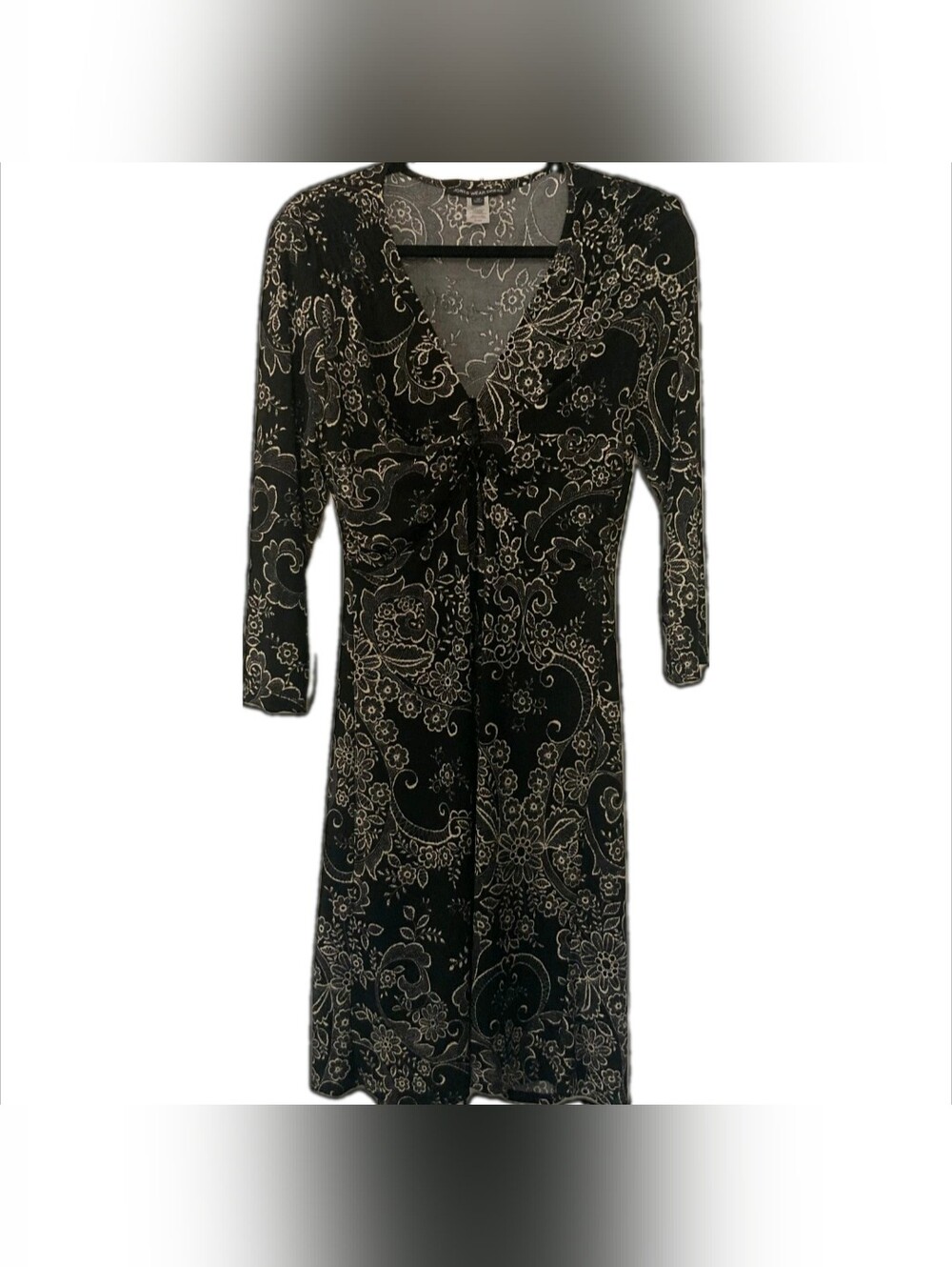 JONES WEAR womens Dress sz 12 black long sleeve sexy V-neck Stretchy